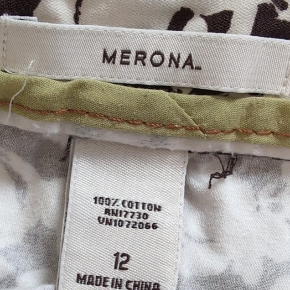 Merona | 100% Cotton A-Line Mini Skirt in Brown and Cream Size 12 - Picture 9 of 10